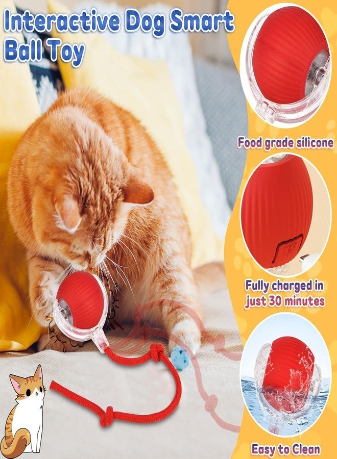 BHAVRUTT كرة الرقص للقطط من بهافروت - لعبة مسلية للقطط والكلاب للاستخدام الداخلي، كرة سيليكون ذكية متدحرجة بذيل، تتجنب العوائق وتعمل بالحركة، ألعاب للقطط الصغيرة التي تشعر بالملل في المنزل (أحمر) - Image 5